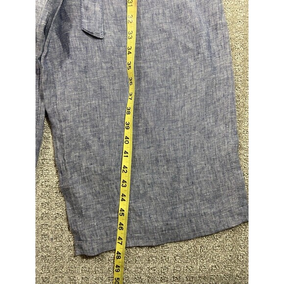Rachel Zoe Linen Jumper Womens 8 blue Scoop Neck Baggy Leg Cropped Lagenlook - Picture 13 of 14